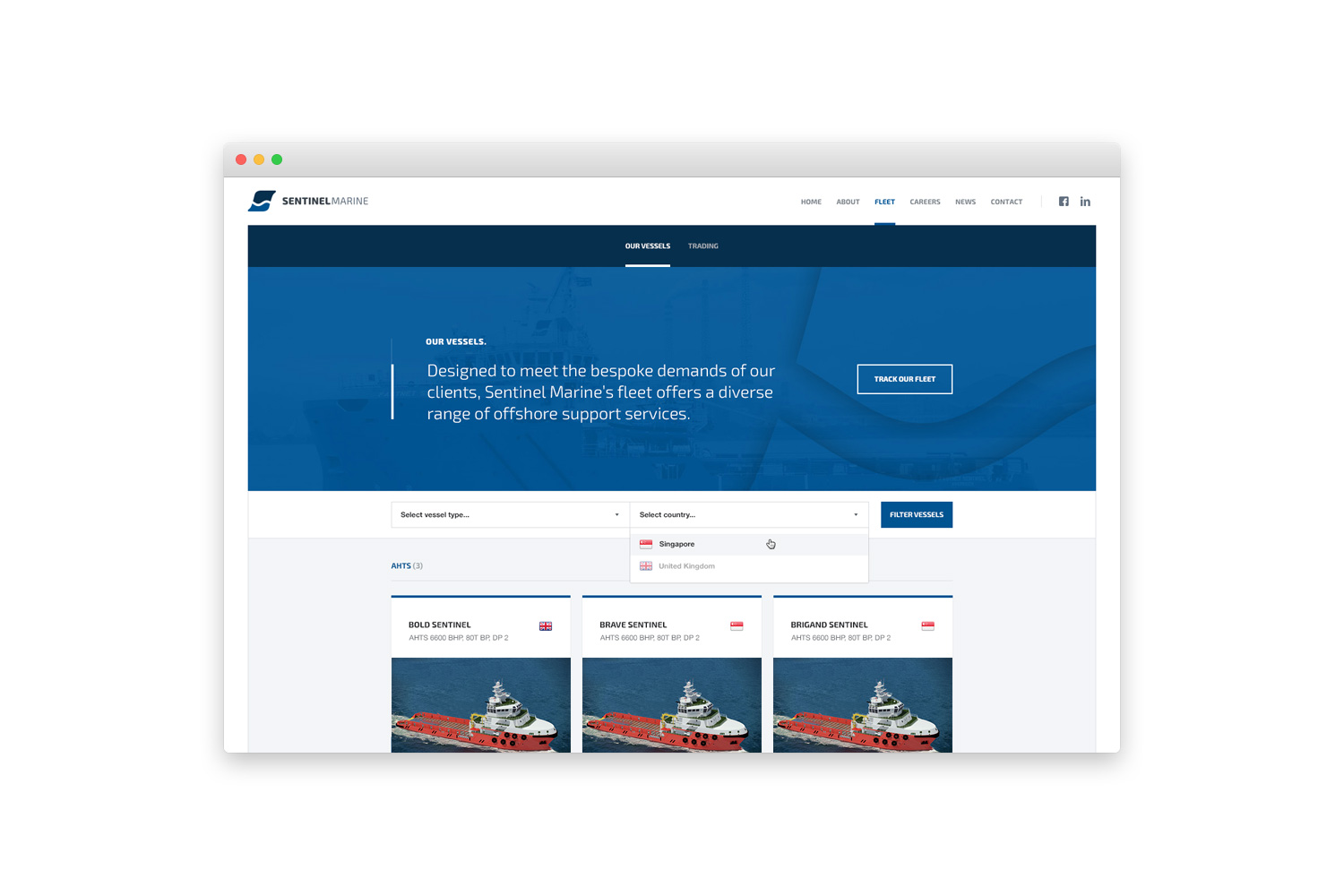 Sentinel Marine Fleet Page